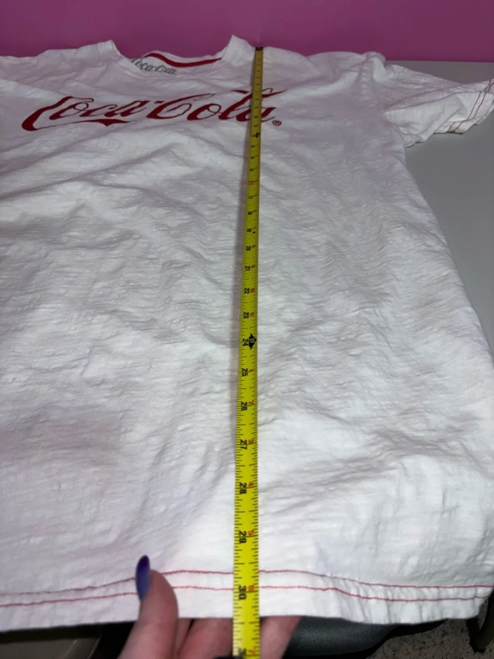 Coca Cola White Tee with Red Logo and Stitching - Picture 9 of 9
